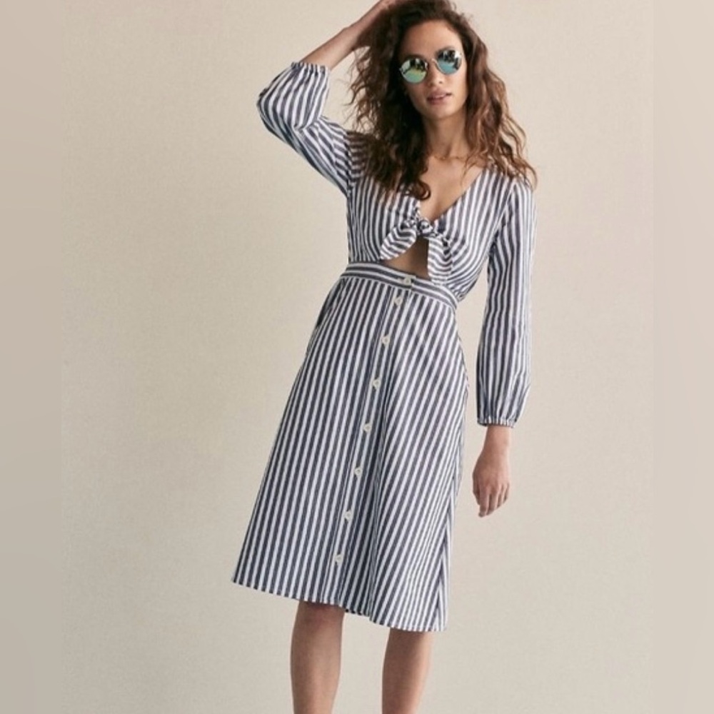 Madewell Shimmer Stripe Cutout Midi Dress - Size 0